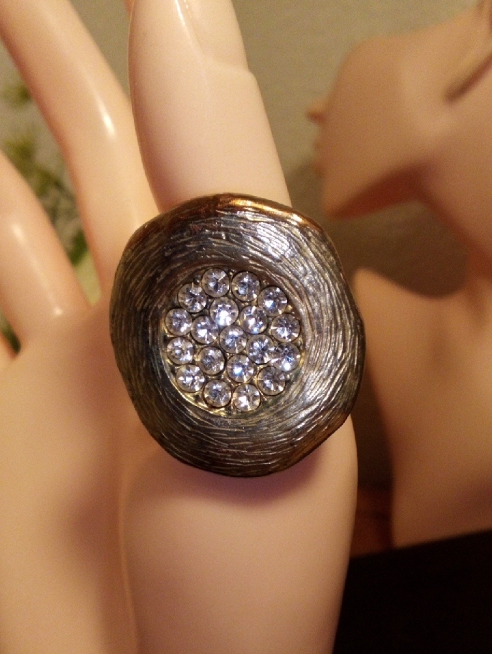 Gold-Tone Crystal Cluster Statement Ring